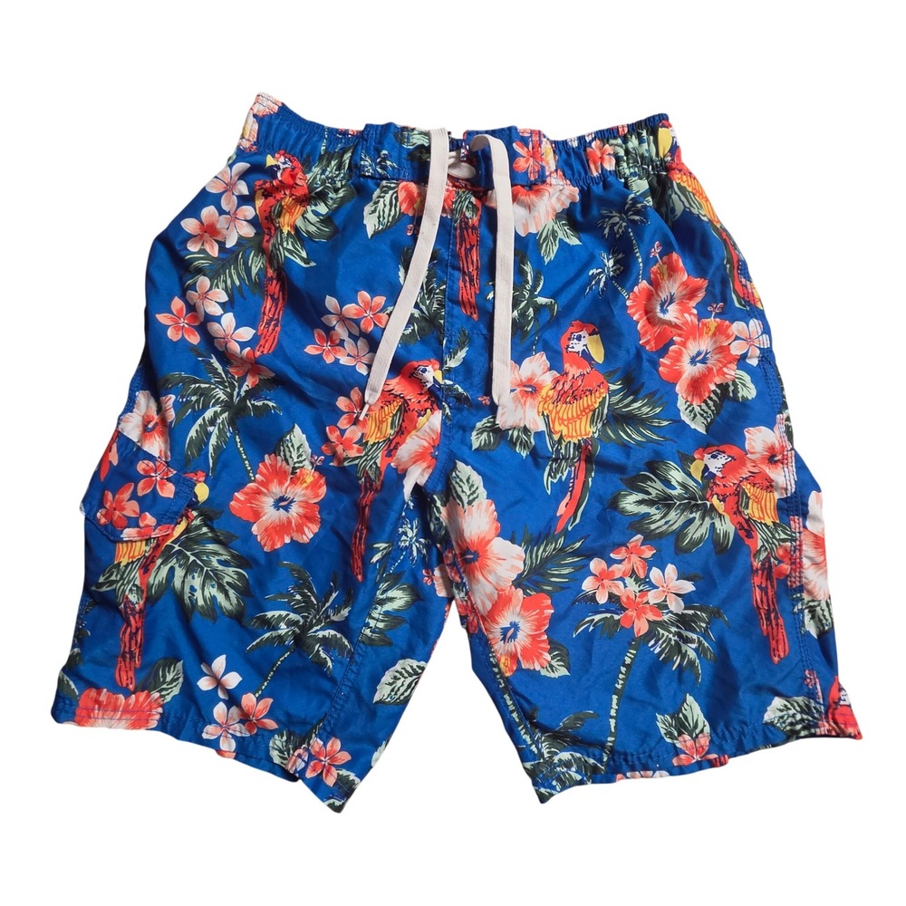 Kanu Surf Fiji Tropical Swim Trunks Mens S Cargo Pockets Coastal Resortwear